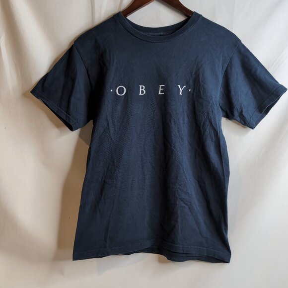 Obey Other - Obey Men's Black T-Shirt Minimal Spellout Graphic Print, Size Small